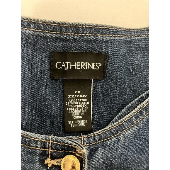 Catherines Womens Plus Size 2X Denim Jean Jacket Gold Tone Buttons Fringe Accent - Picture 6 of 9